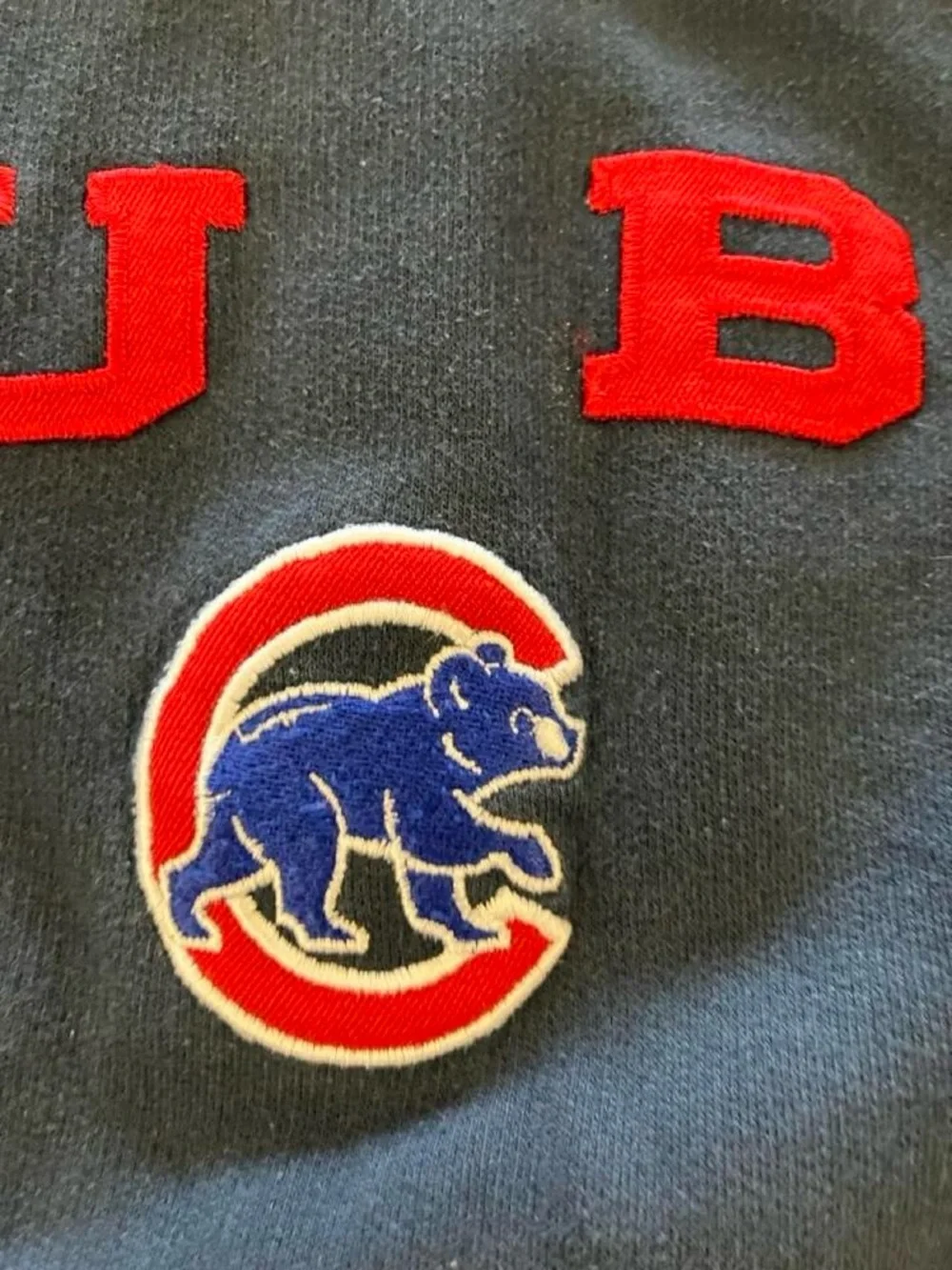 Vtg Y2K 2000s Chicago Cubs Block Letter Spellout Sweatshirt Hoodie Navy Mens XL